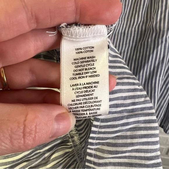 Beachlunchlounge Gray White Striped Cotton Cold Shoulder Top, Women’s Size Small - Picture 3 of 7